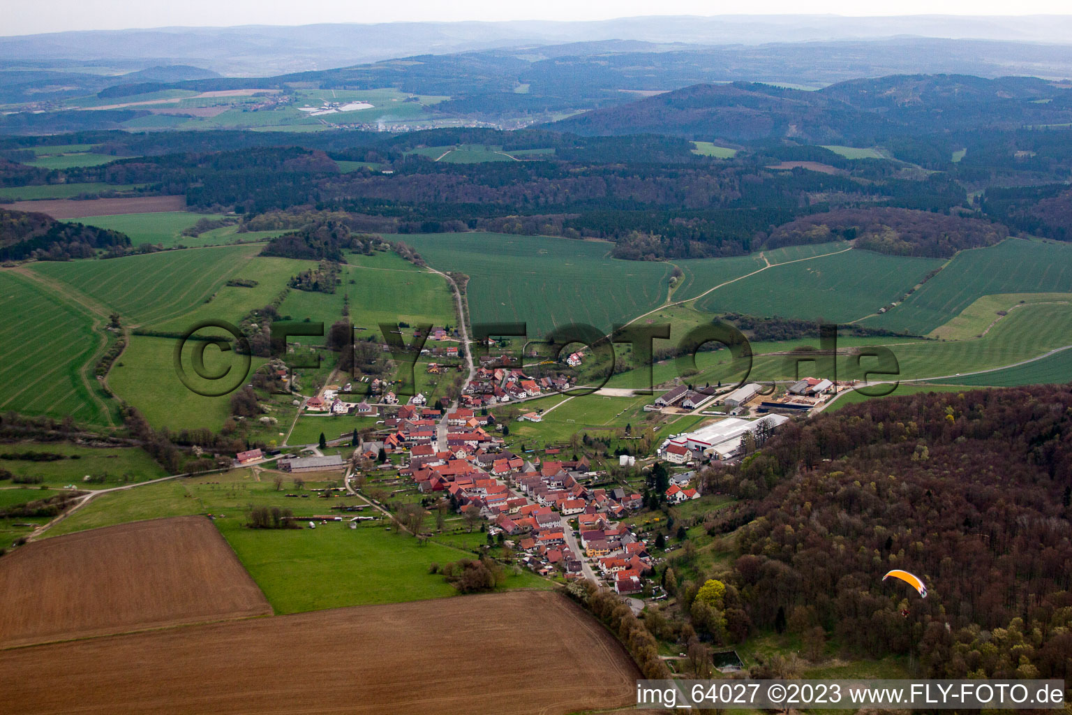 Luftbild von Dingsleben im Bundesland Thüringen, Deutschland
