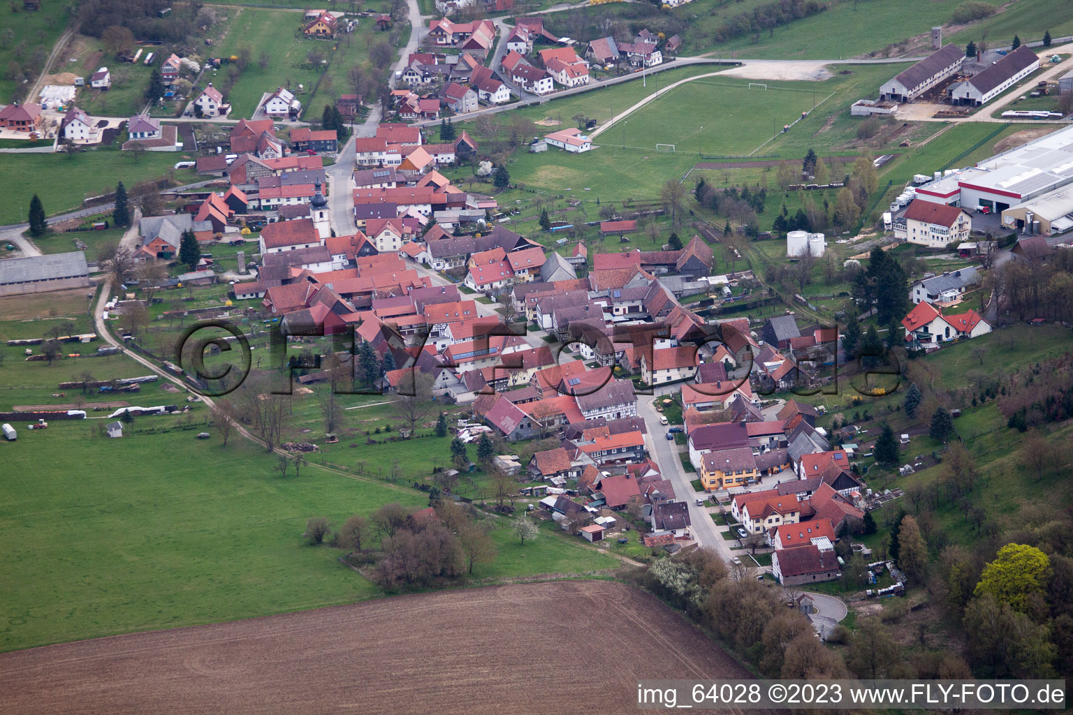 Luftaufnahme von Dingsleben im Bundesland Thüringen, Deutschland
