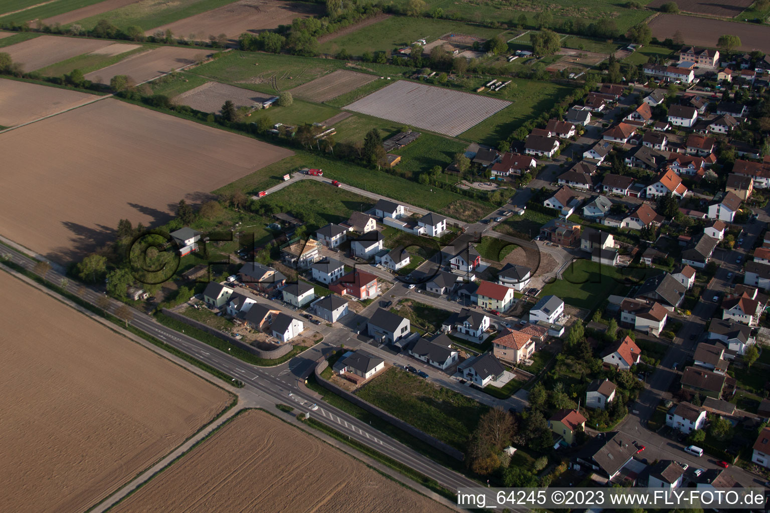 Drohnenbild von Minfeld, Neubaugebiet Ost im Bundesland Rheinland-Pfalz, Deutschland
