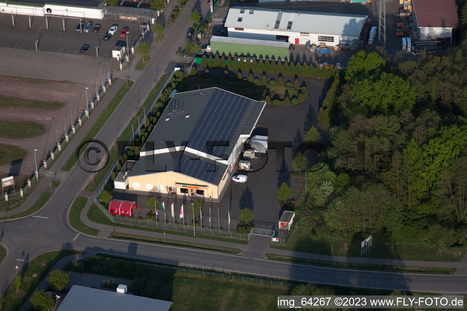 Minderslachen, Gewerbegebiet Horst in Kandel im Bundesland Rheinland-Pfalz, Deutschland aus der Drohnenperspektive