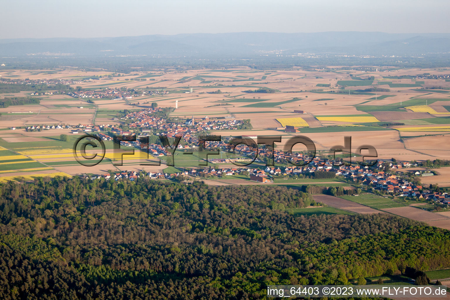 Luftbild von Schleithal von Nordwesten im Bundesland Bas-Rhin, Frankreich
