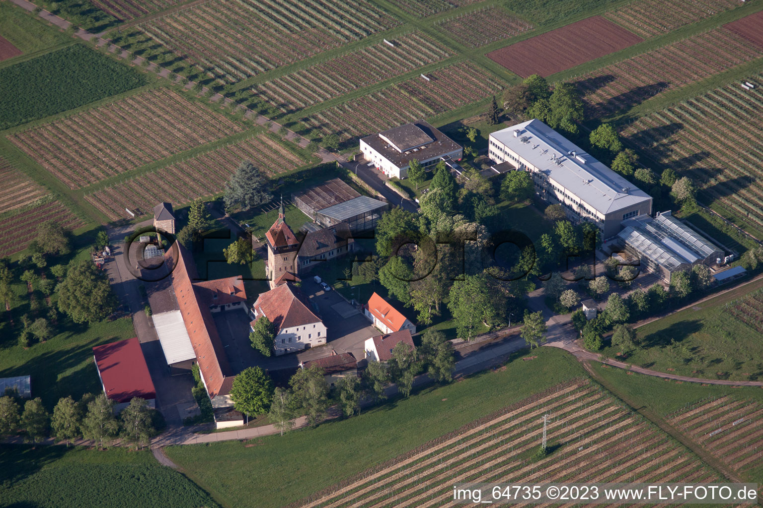 Luftaufnahme von Siebeldingen, Rebforschungsanstalt im Bundesland Rheinland-Pfalz, Deutschland