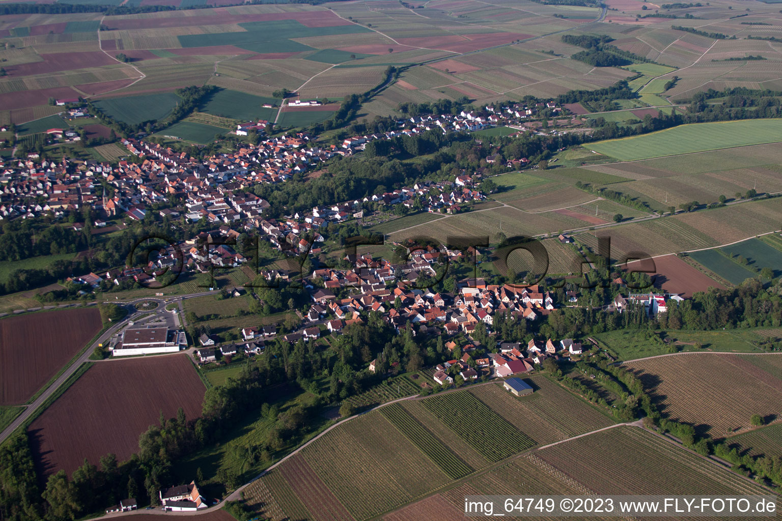 Luftbild von Ortsteil Ingenheim in Billigheim-Ingenheim im Bundesland Rheinland-Pfalz, Deutschland