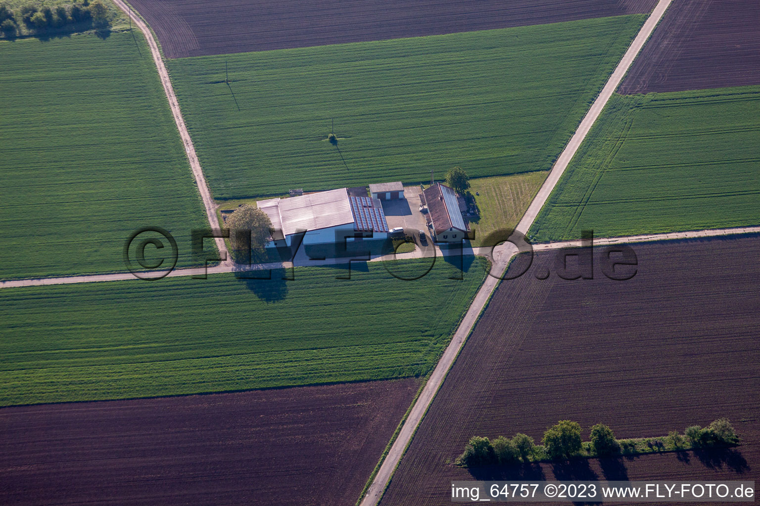 Billigheim-Ingenheim im Bundesland Rheinland-Pfalz, Deutschland von einer Drohne aus