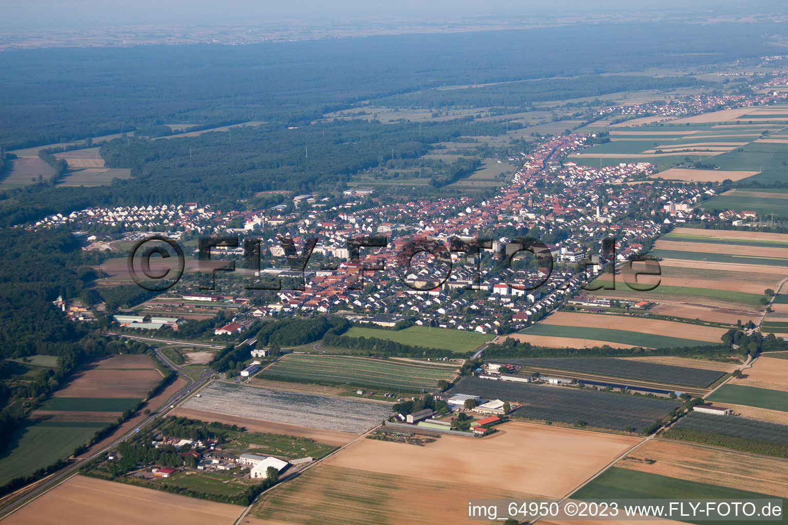 Kandel von Osten im Bundesland Rheinland-Pfalz, Deutschland von oben