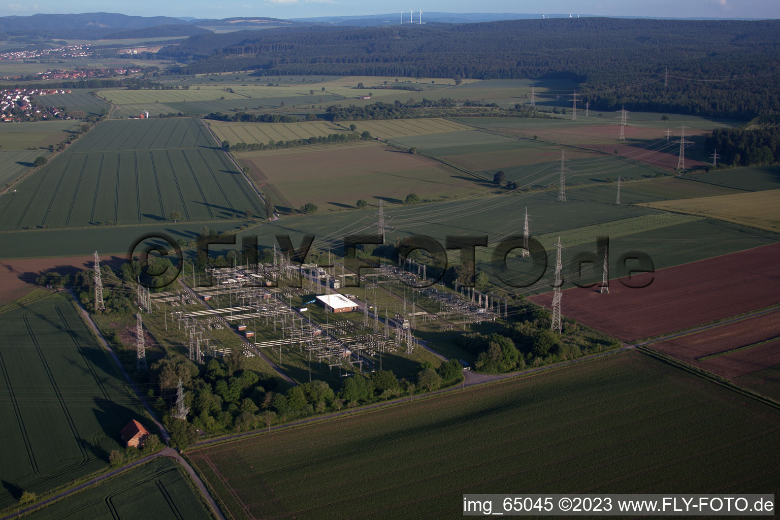Drohnenbild von Grohnde, AKW im Bundesland Niedersachsen, Deutschland