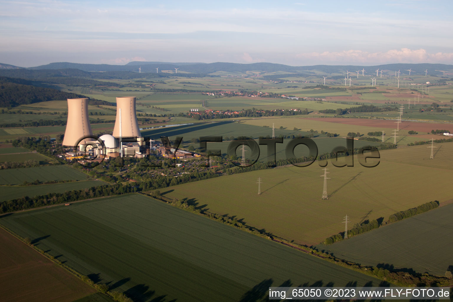 Luftbild von Grohnde, AKW im Bundesland Niedersachsen, Deutschland