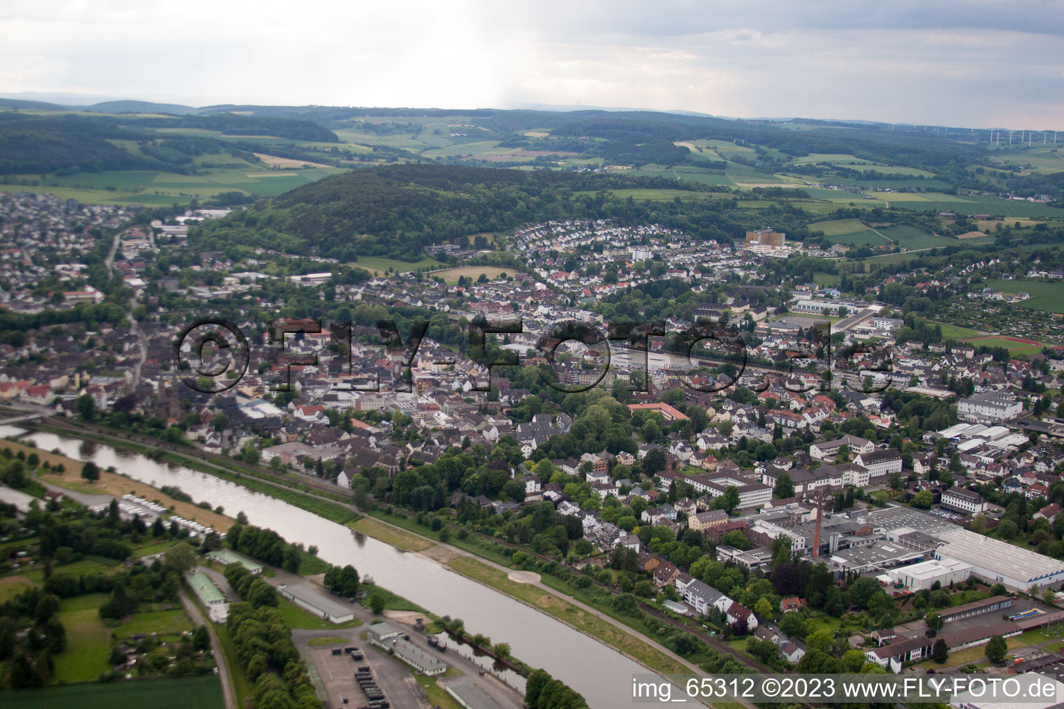 Höxter im Bundesland Nordrhein-Westfalen, Deutschland von einer Drohne aus