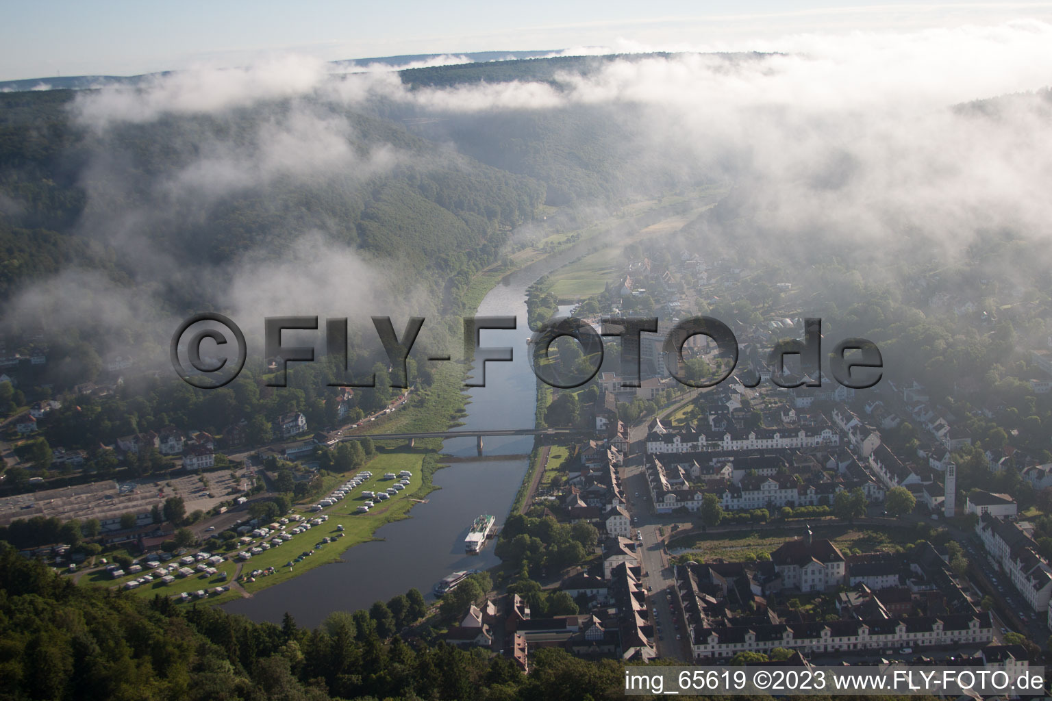 Drohnenbild von Bad Karlshafen im Bundesland Hessen, Deutschland