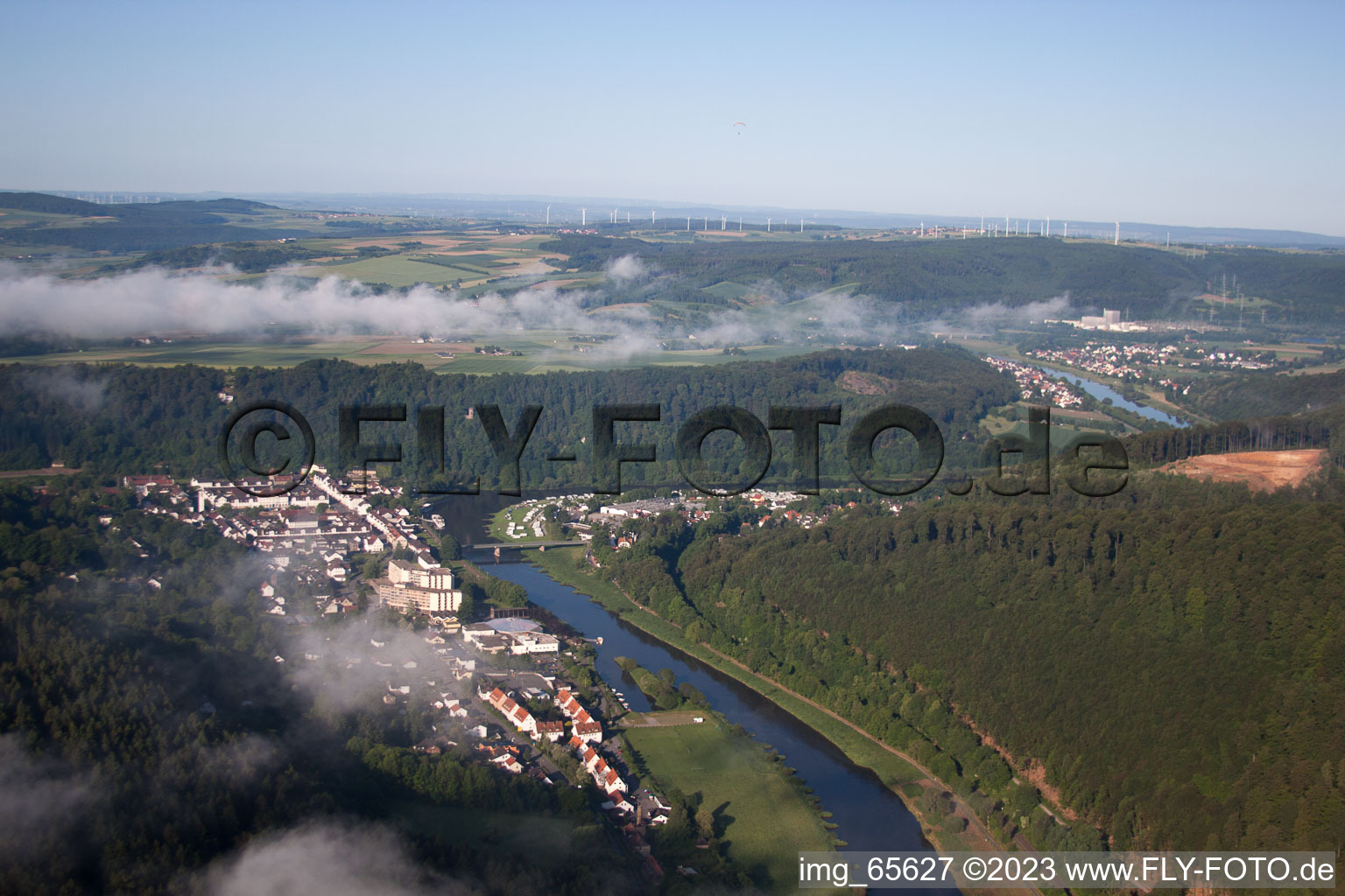 Luftaufnahme von Bad Karlshafen im Bundesland Hessen, Deutschland