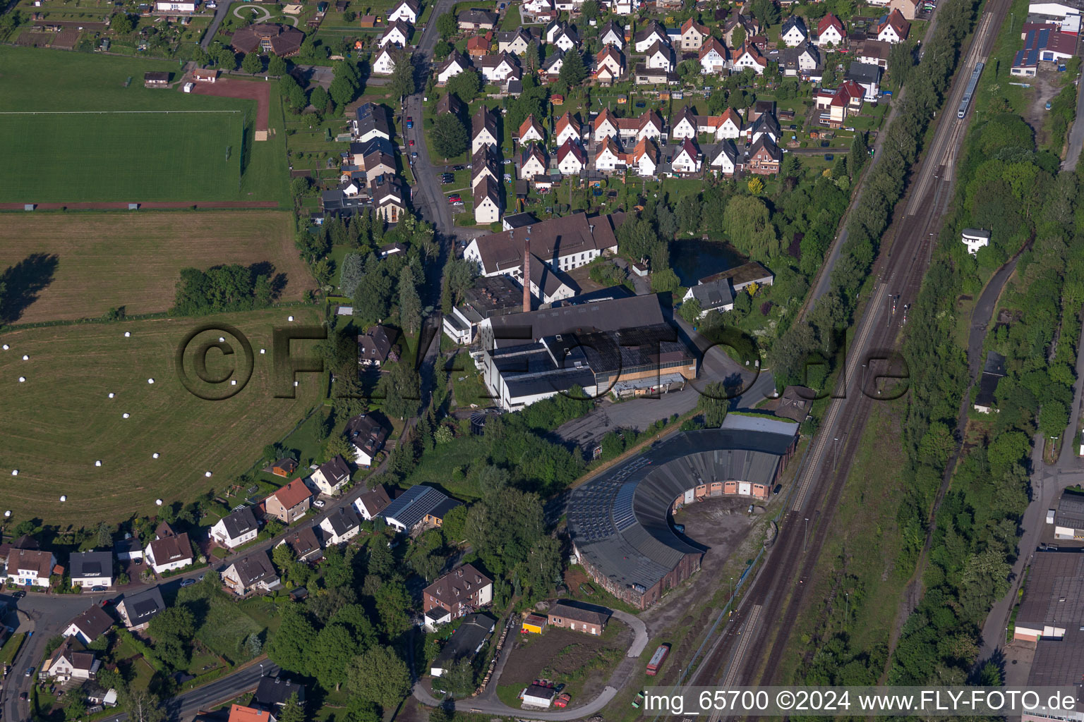 Luftbild von Bahnbetriebswerk im Ortsteil Ottbergen in Höxter im Bundesland Nordrhein-Westfalen, Deutschland