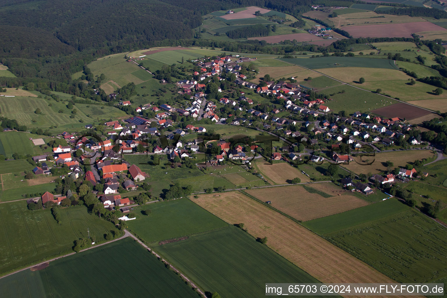 Luftbild von Dorf - Ansicht von Bosseborn in Höxter im Bundesland Nordrhein-Westfalen, Deutschland
