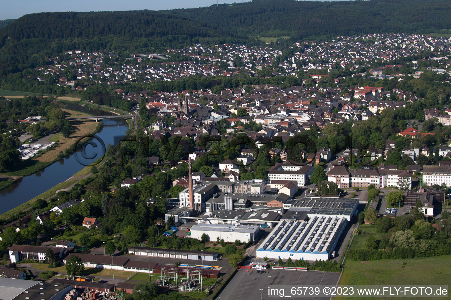 Höxter im Bundesland Nordrhein-Westfalen, Deutschland von oben gesehen