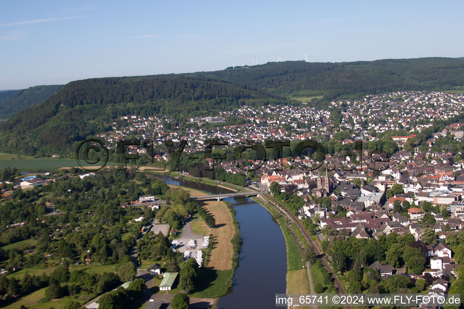 Höxter im Bundesland Nordrhein-Westfalen, Deutschland aus der Vogelperspektive