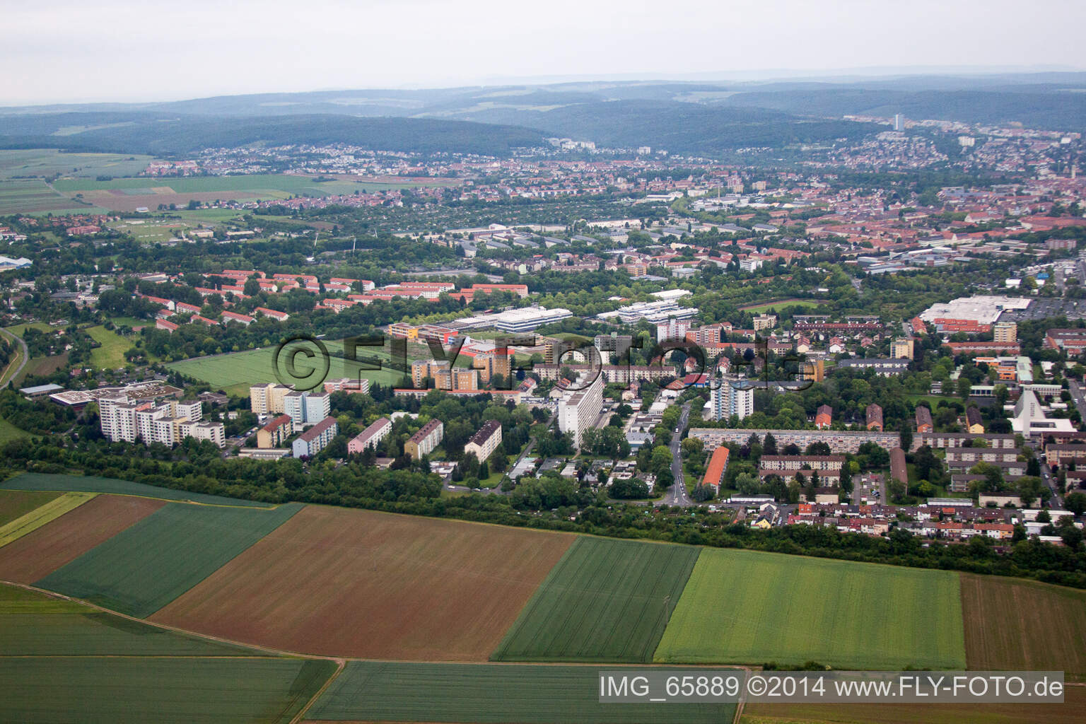 Schrägluftbild von Schweinfurt Oberndorf im Bundesland Bayern, Deutschland