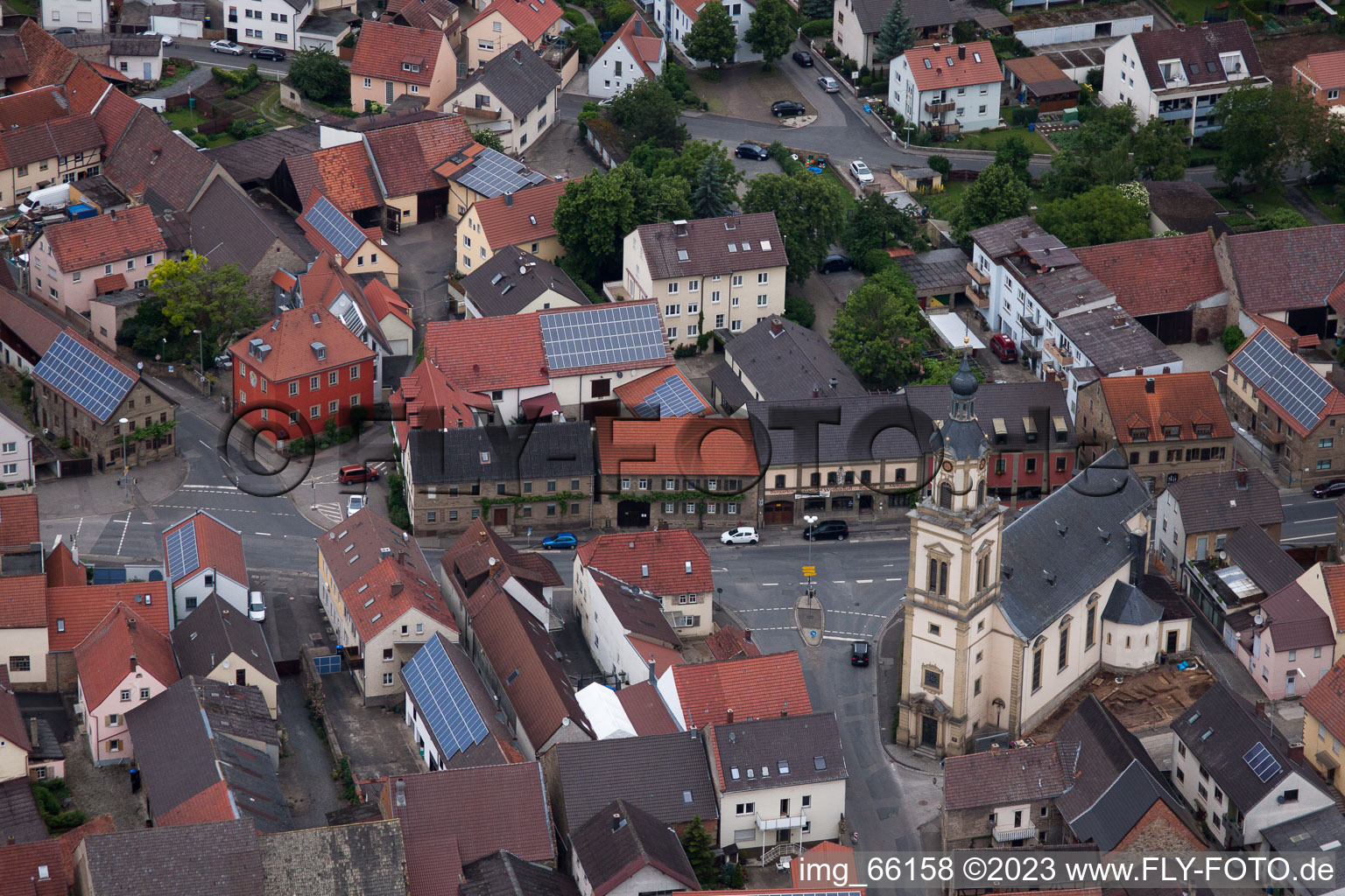 Drohnenbild von Bergrheinfeld im Bundesland Bayern, Deutschland