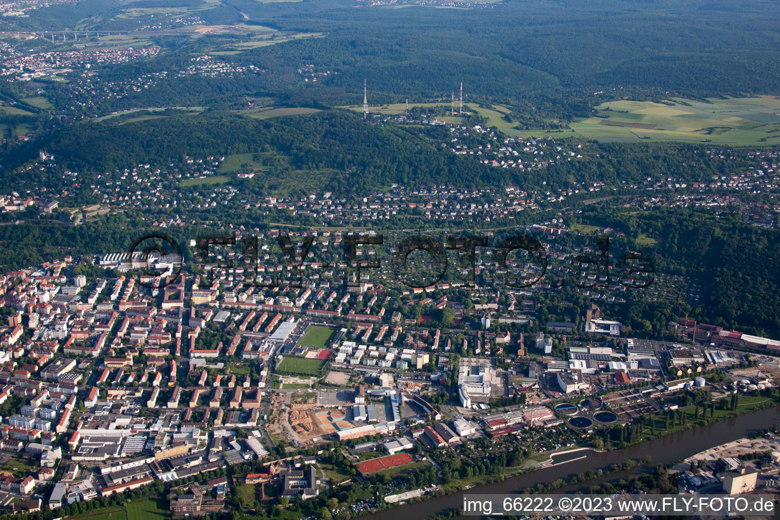 Würzburg, Zellerau im Bundesland Bayern, Deutschland von oben