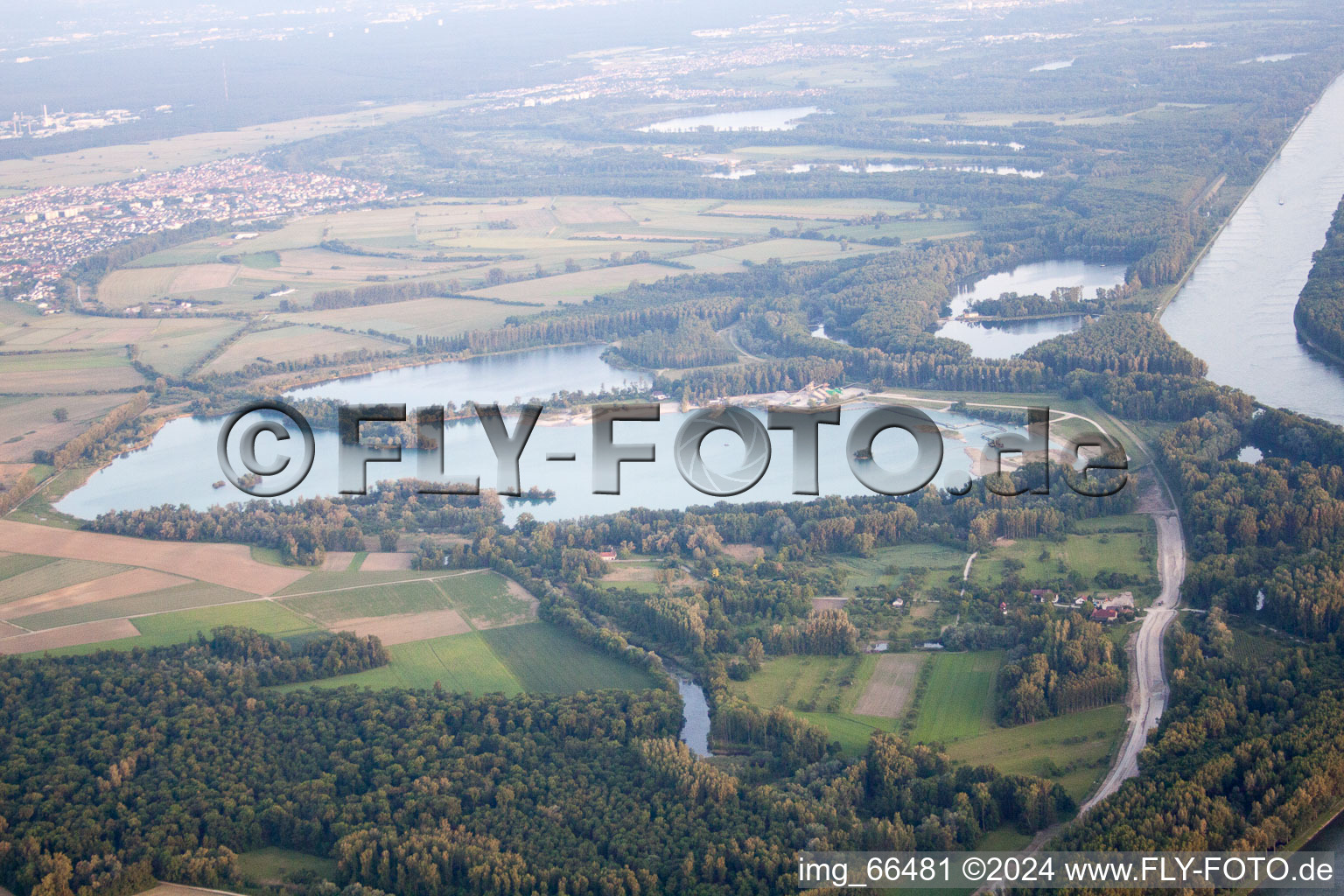 Luftaufnahme von Rußheimer Altrhein, Elisabethenwörth im Bundesland Baden-Württemberg, Deutschland