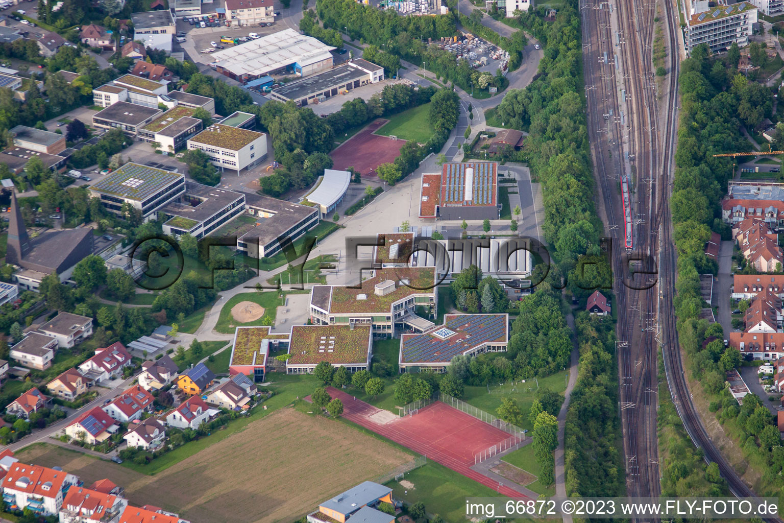 Luftaufnahme von Andreae-Gymnasium in Herrenberg im Bundesland Baden-Württemberg, Deutschland