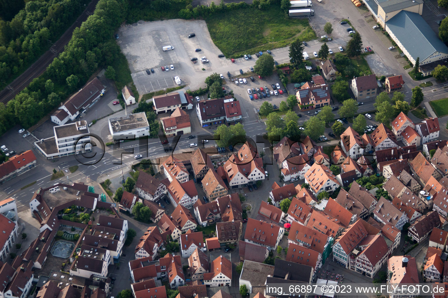 Luftbild von Badgasse in Herrenberg im Bundesland Baden-Württemberg, Deutschland