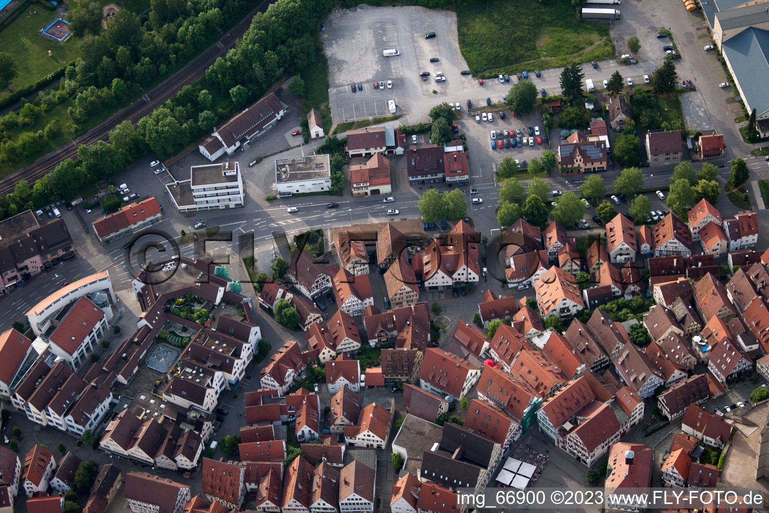 Luftaufnahme von Badgasse in Herrenberg im Bundesland Baden-Württemberg, Deutschland