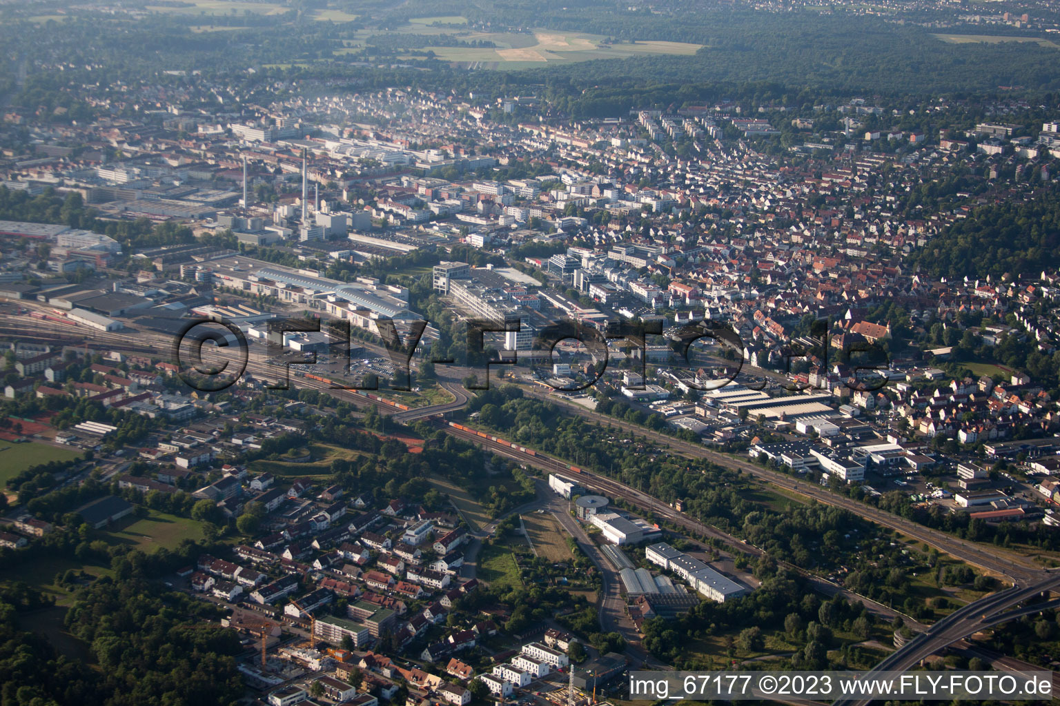 Schrägluftbild von Ulm im Bundesland Baden-Württemberg, Deutschland