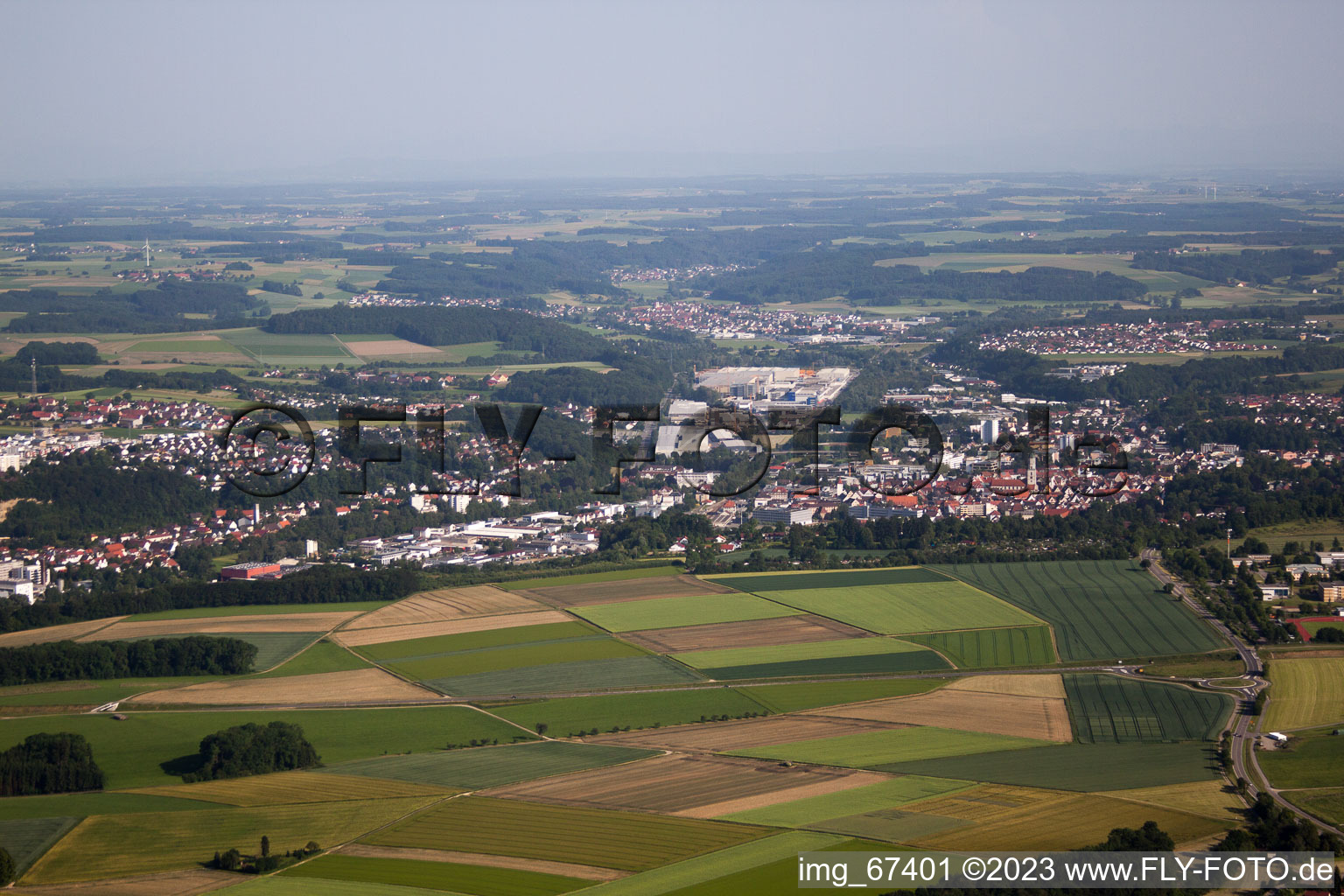 Luftaufnahme von Biberach an der Riss in Biberach an der Riß im Bundesland Baden-Württemberg, Deutschland