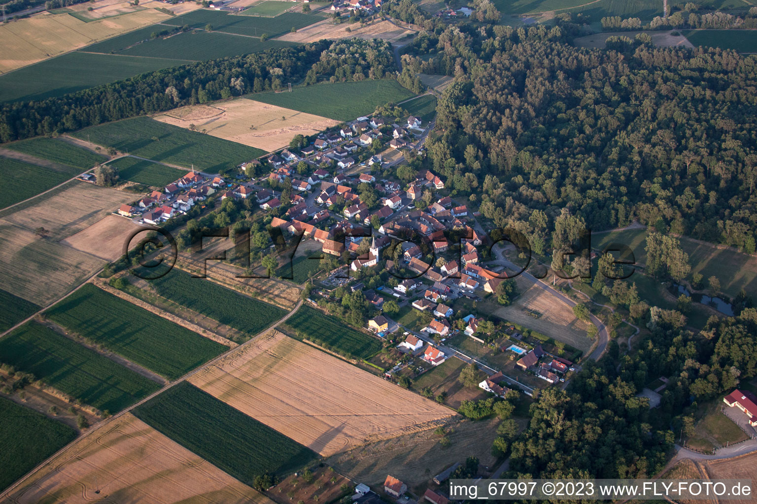 Kauffenheim im Bundesland Bas-Rhin, Frankreich vom Flugzeug aus