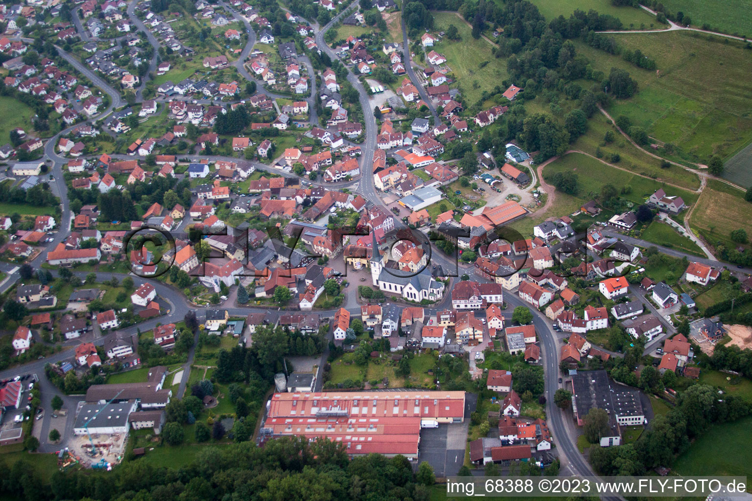 Luftbild von Poppenhausen im Bundesland Hessen, Deutschland