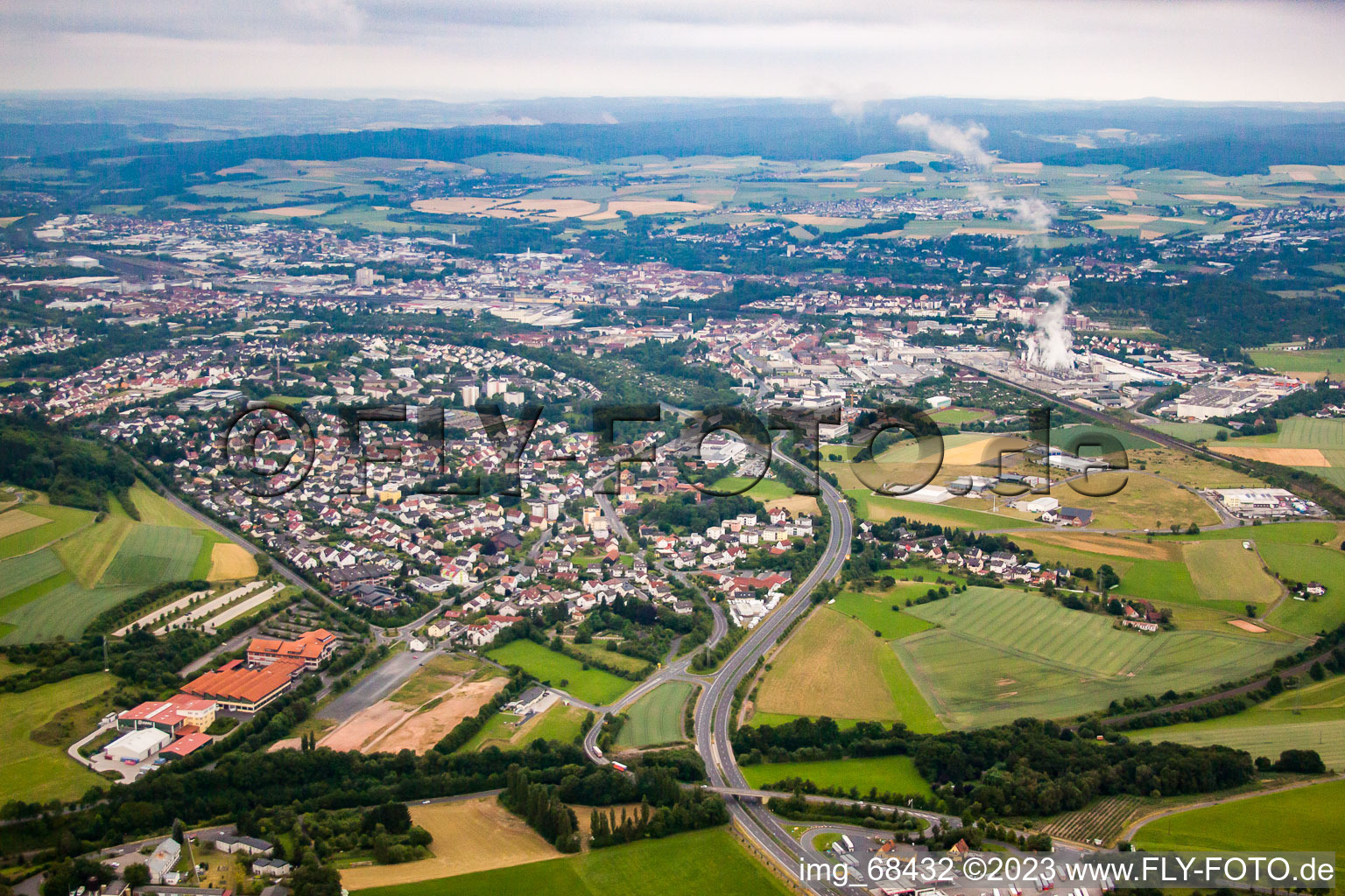 Luftaufnahme von Fulda von Osten im Bundesland Hessen, Deutschland