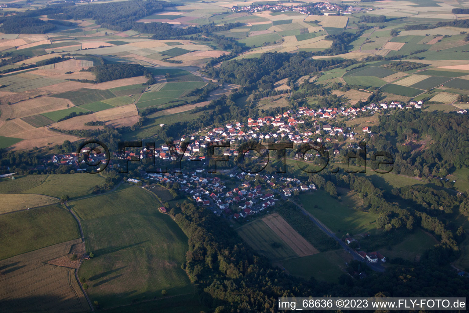Luftbild von Rinderbügen im Bundesland Hessen, Deutschland