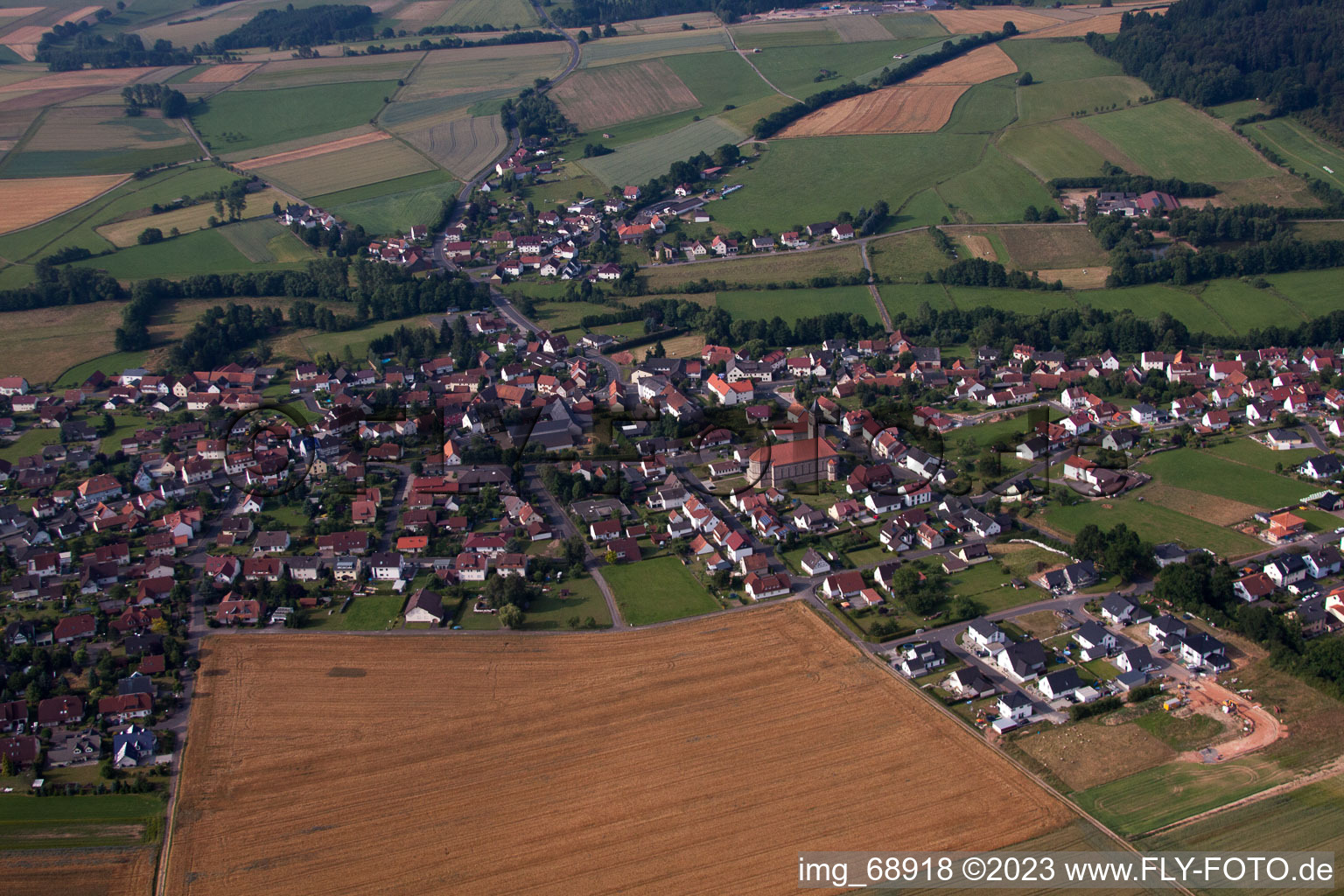 Luftbild von Rommerz im Bundesland Hessen, Deutschland