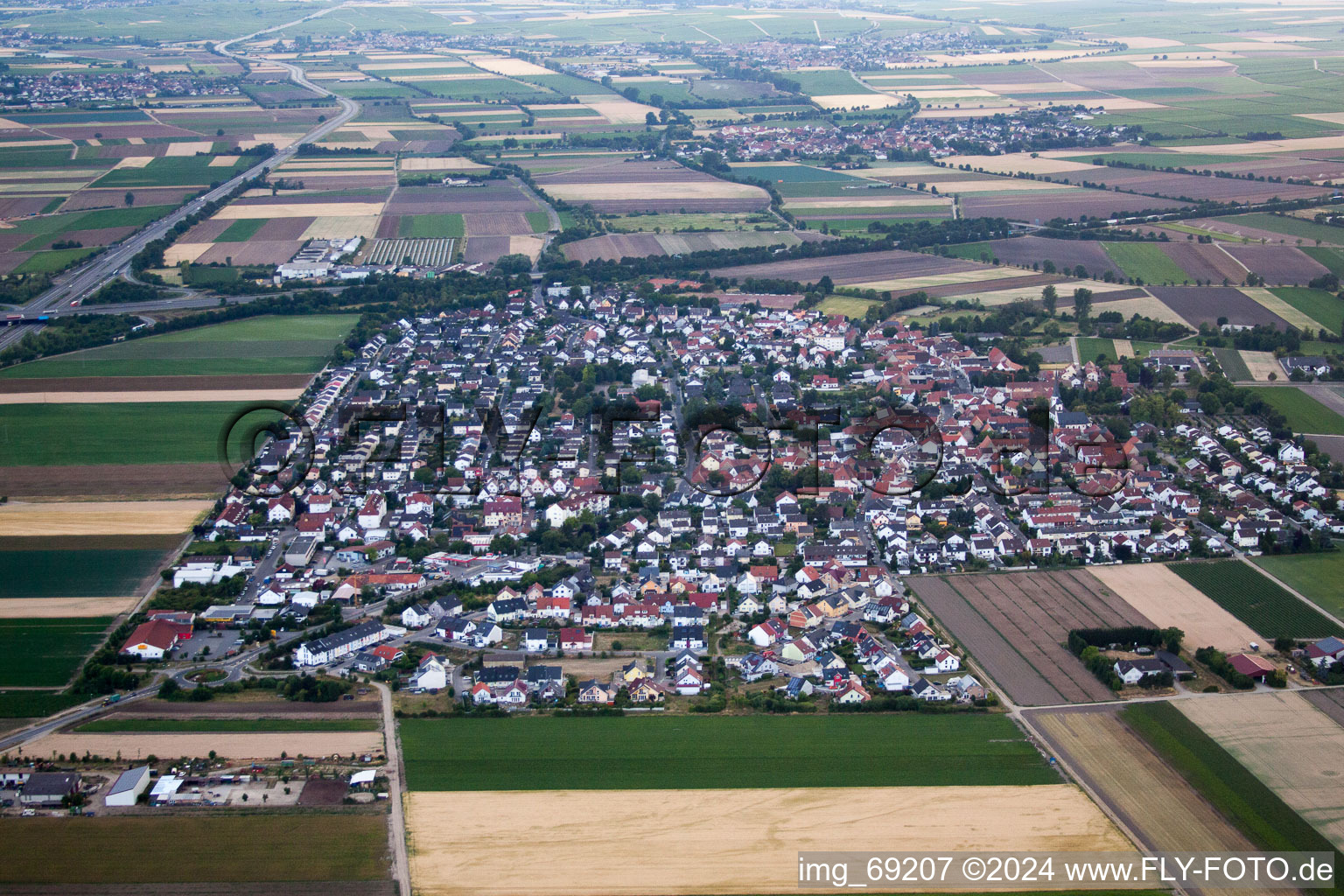 Beindersheim von Osten im Bundesland Rheinland-Pfalz, Deutschland