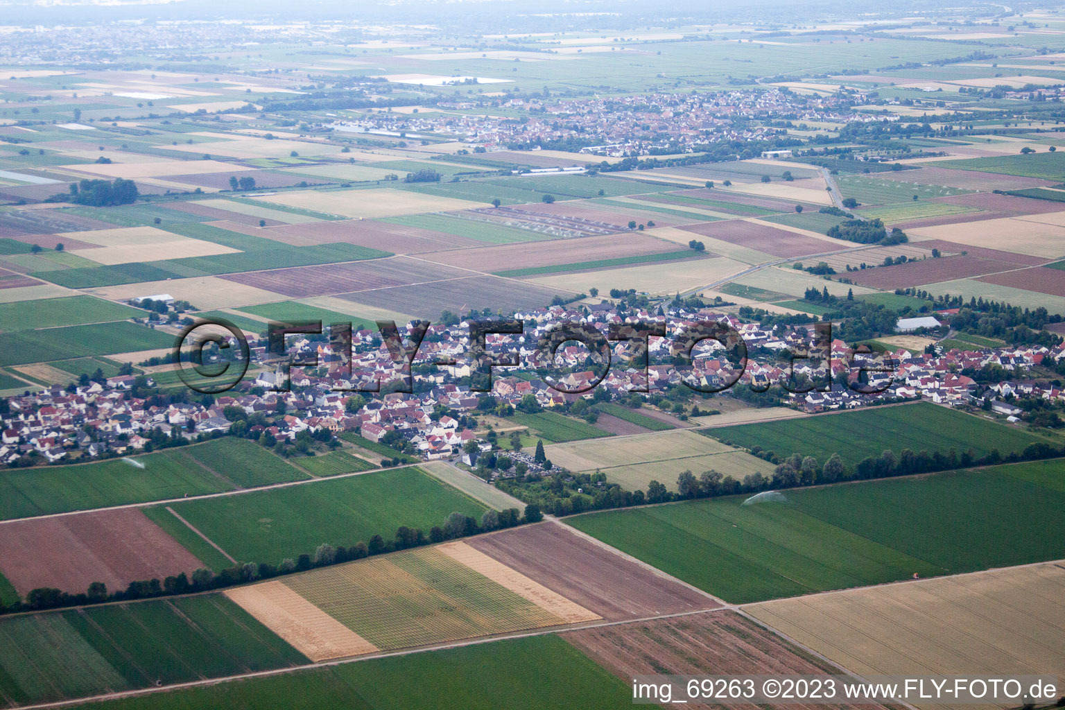 Ellerstadt im Bundesland Rheinland-Pfalz, Deutschland von der Drohne aus gesehen