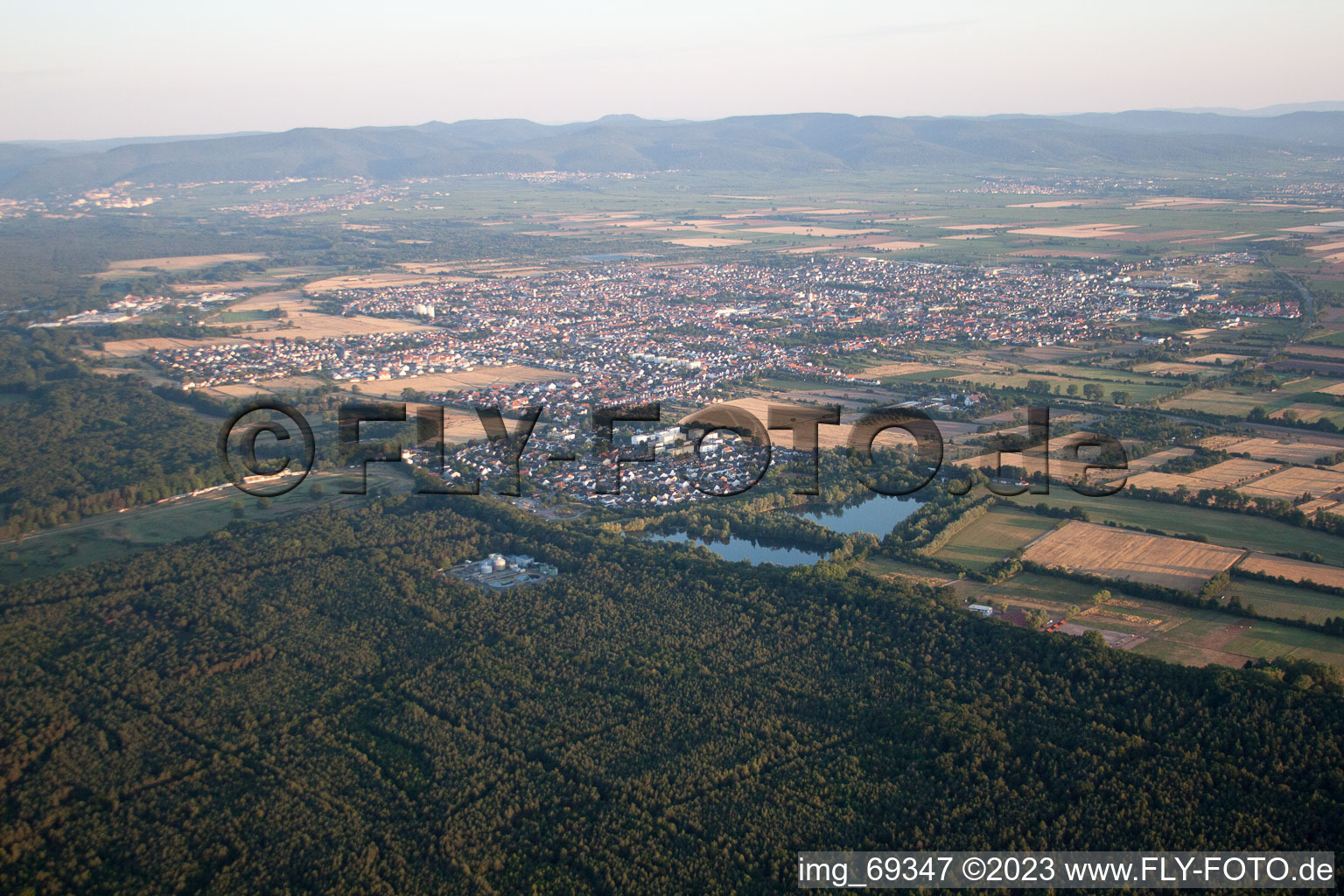 Haßloch im Bundesland Rheinland-Pfalz, Deutschland aus der Vogelperspektive