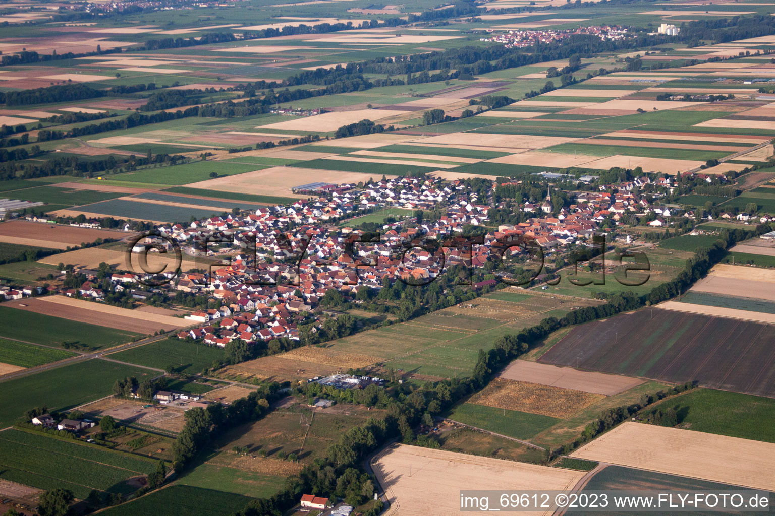 Gommersheim im Bundesland Rheinland-Pfalz, Deutschland aus der Drohnenperspektive