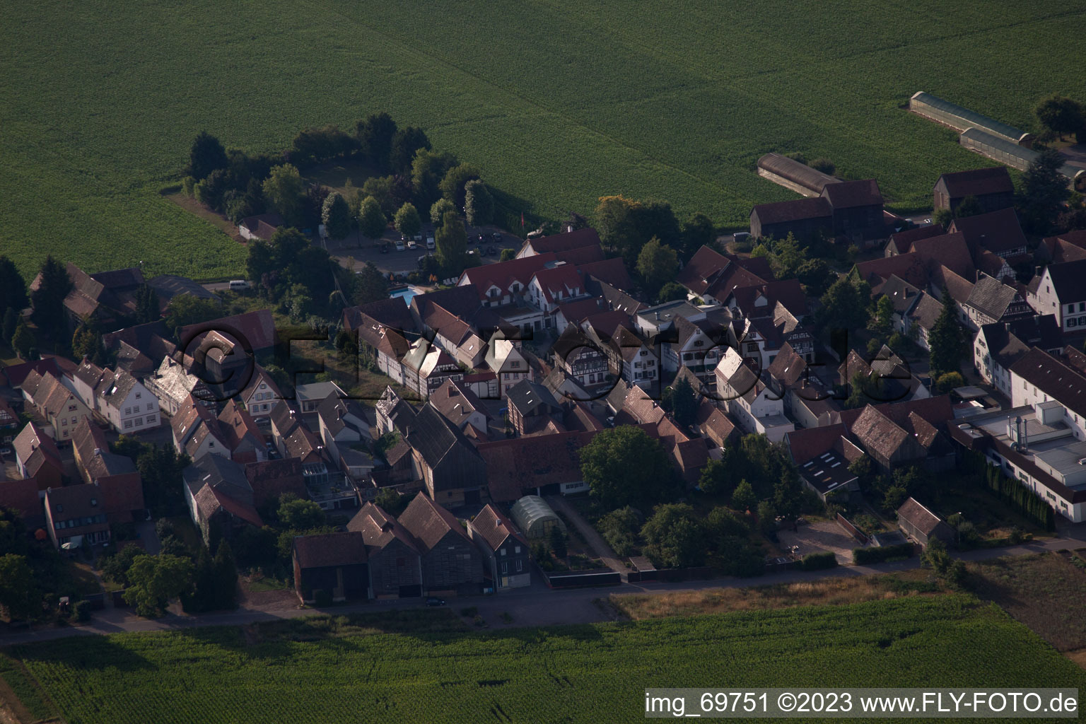 Ortsteil Hayna in Herxheim bei Landau/Pfalz im Bundesland Rheinland-Pfalz, Deutschland vom Flugzeug aus