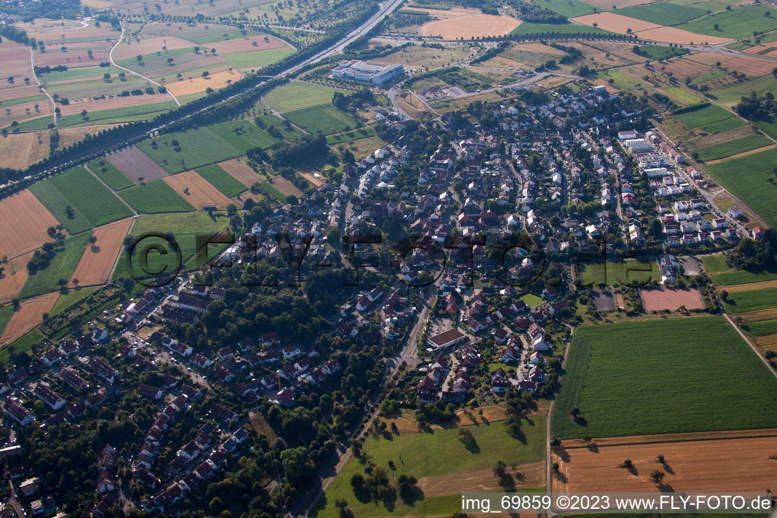 Drohnenaufname von Ortsteil Palmbach in Karlsruhe im Bundesland Baden-Württemberg, Deutschland