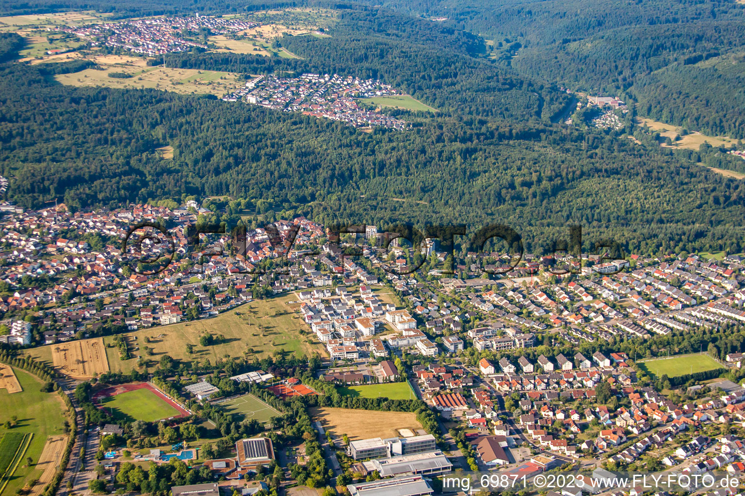 Ortsteil Reichenbach in Waldbronn im Bundesland Baden-Württemberg, Deutschland von oben