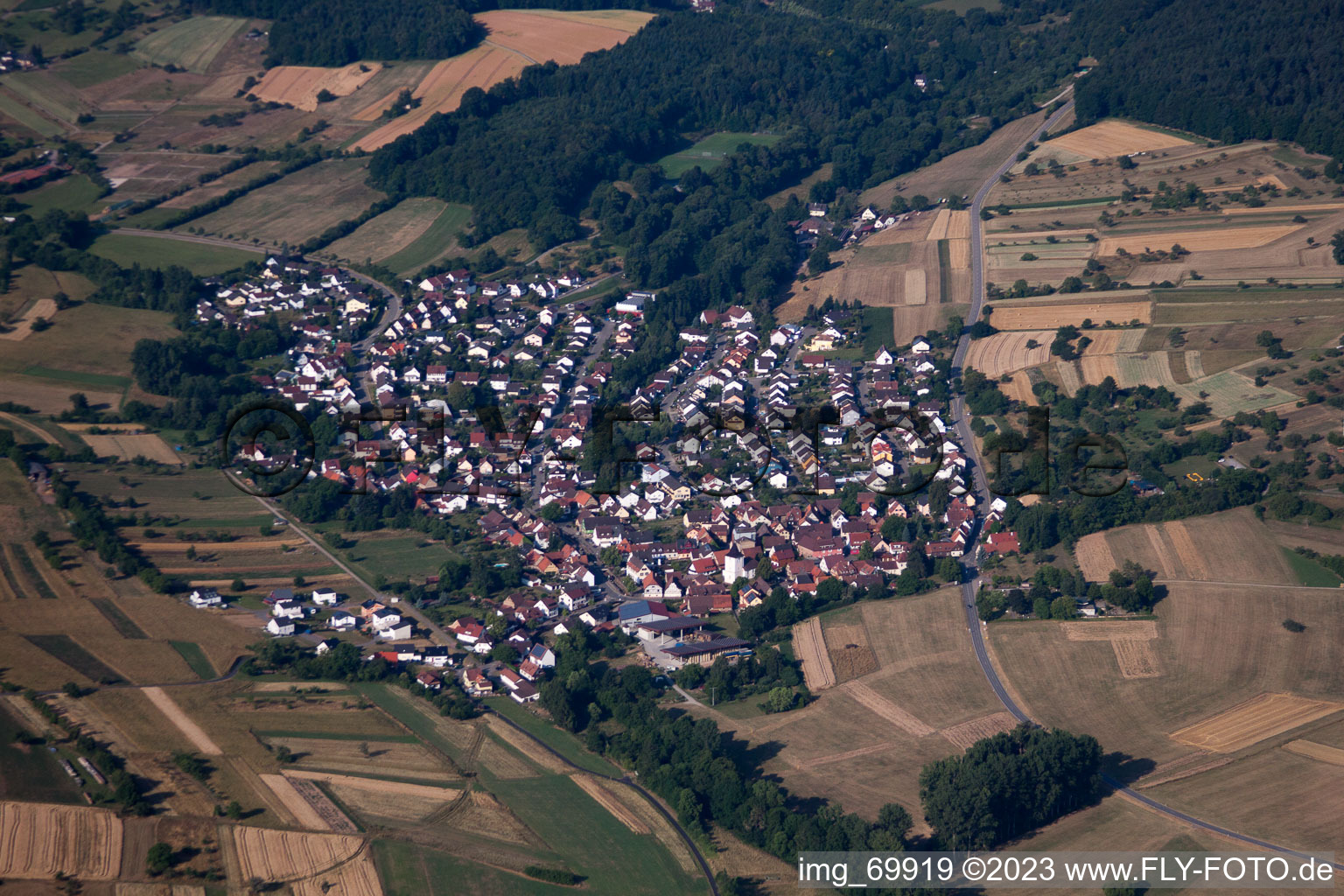 Ellmendingen im Bundesland Baden-Württemberg, Deutschland vom Flugzeug aus