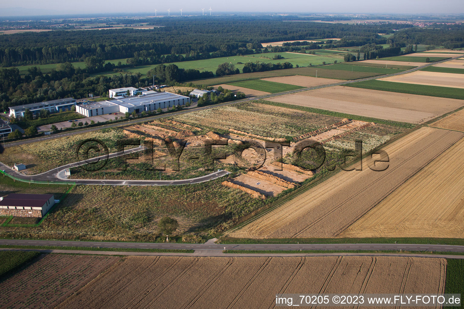 Luftaufnahme von Herxheim, Archäologische Grabung am neuen Gewerbegebiet NW in Herxheim bei Landau/Pfalz im Bundesland Rheinland-Pfalz, Deutschland