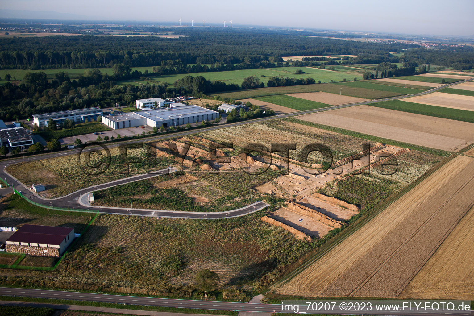 Herxheim, Archäologische Grabung am neuen Gewerbegebiet NW in Herxheim bei Landau/Pfalz im Bundesland Rheinland-Pfalz, Deutschland von oben