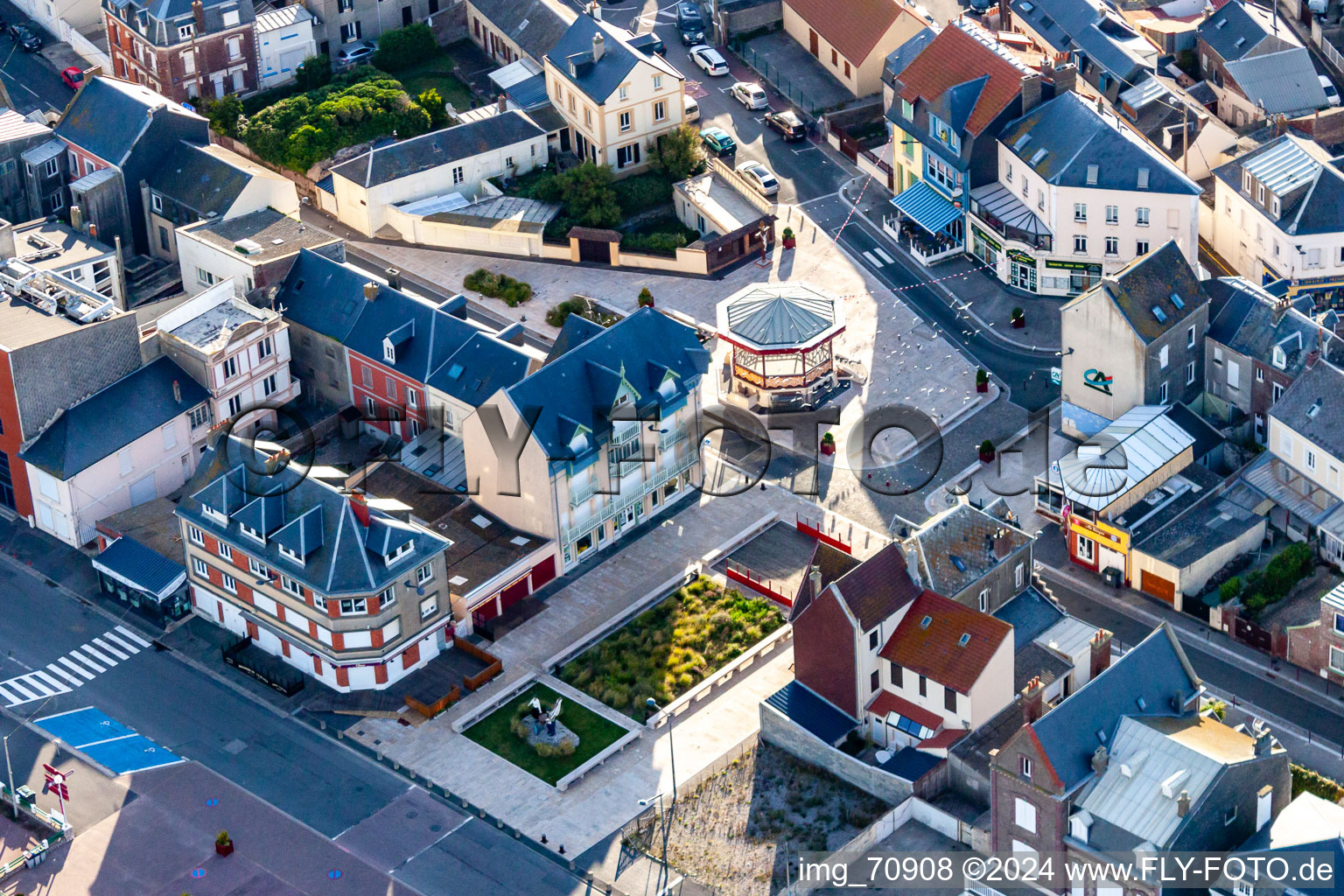 Cayeux-sur-Mer im Bundesland Somme, Frankreich aus der Vogelperspektive