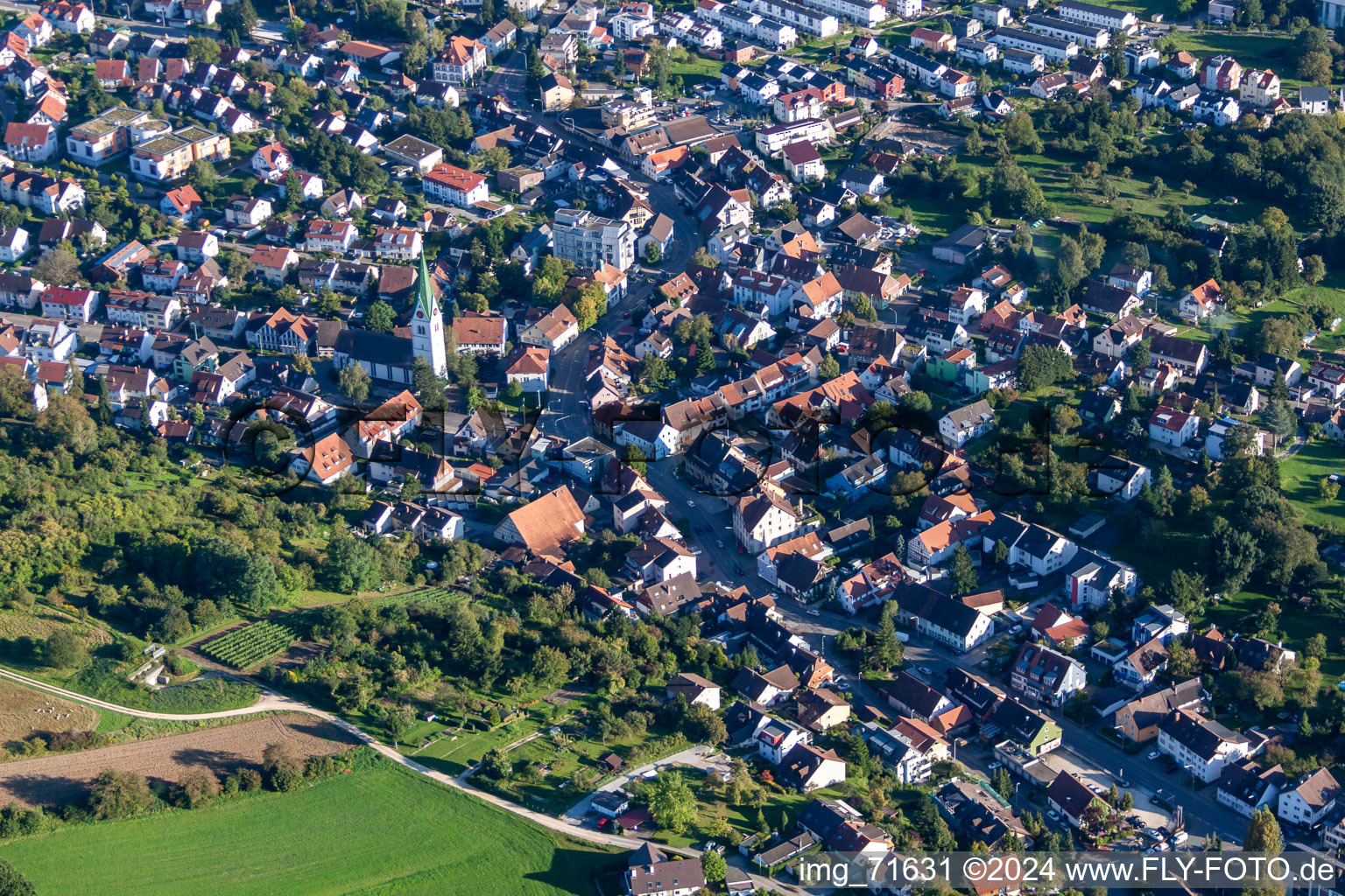 Schrägluftbild von Ortsteil Wollmatingen in Konstanz im Bundesland Baden-Württemberg, Deutschland
