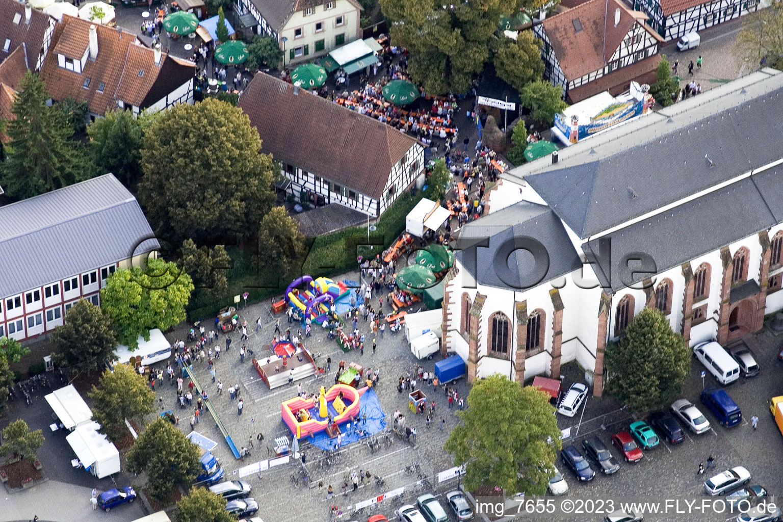 Luftbild von Kandel, Stadtfest, Marktplatz im Bundesland Rheinland-Pfalz, Deutschland