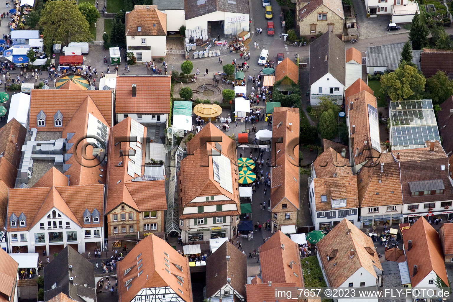 Luftbild von Kandel, Stadtfest, Hauptstr im Bundesland Rheinland-Pfalz, Deutschland