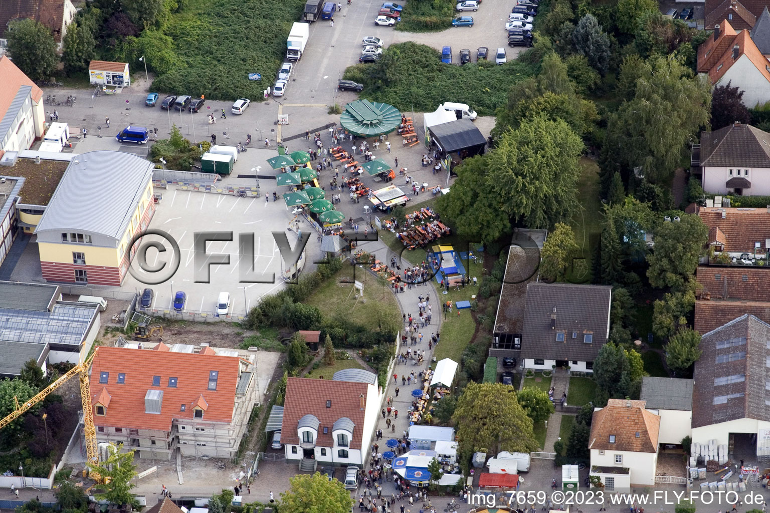Luftbild von Kandel, Stadtfest, Verbandsgemeindeplatz im Bundesland Rheinland-Pfalz, Deutschland