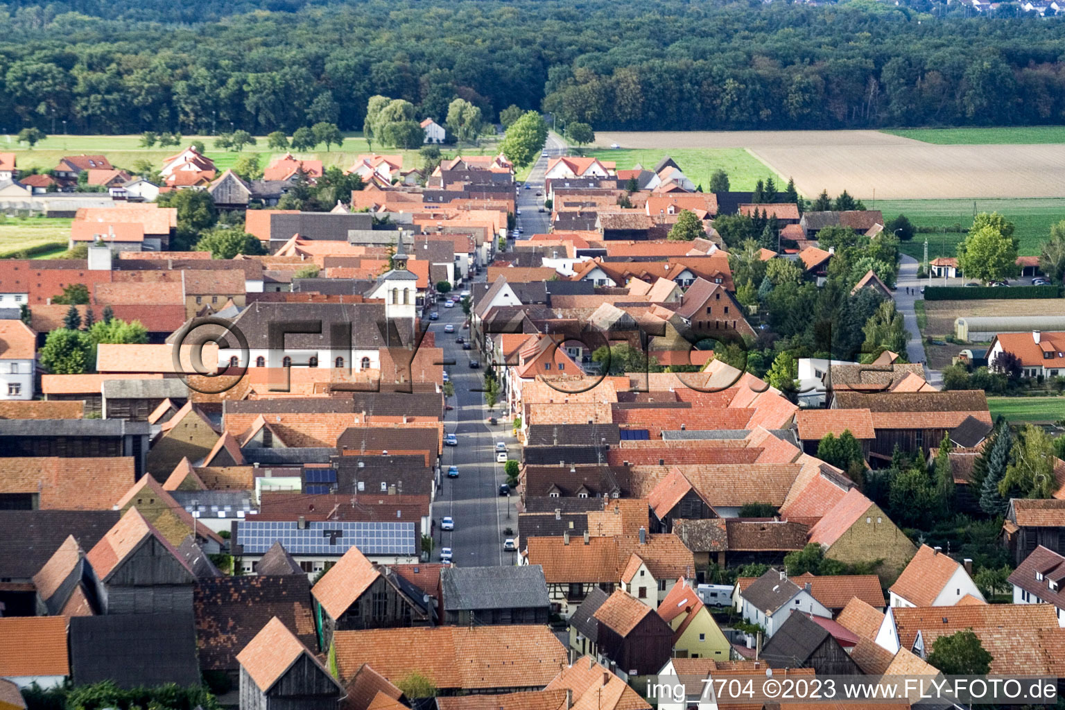 Ortsteil Hayna in Herxheim bei Landau/Pfalz im Bundesland Rheinland-Pfalz, Deutschland von der Drohne aus gesehen