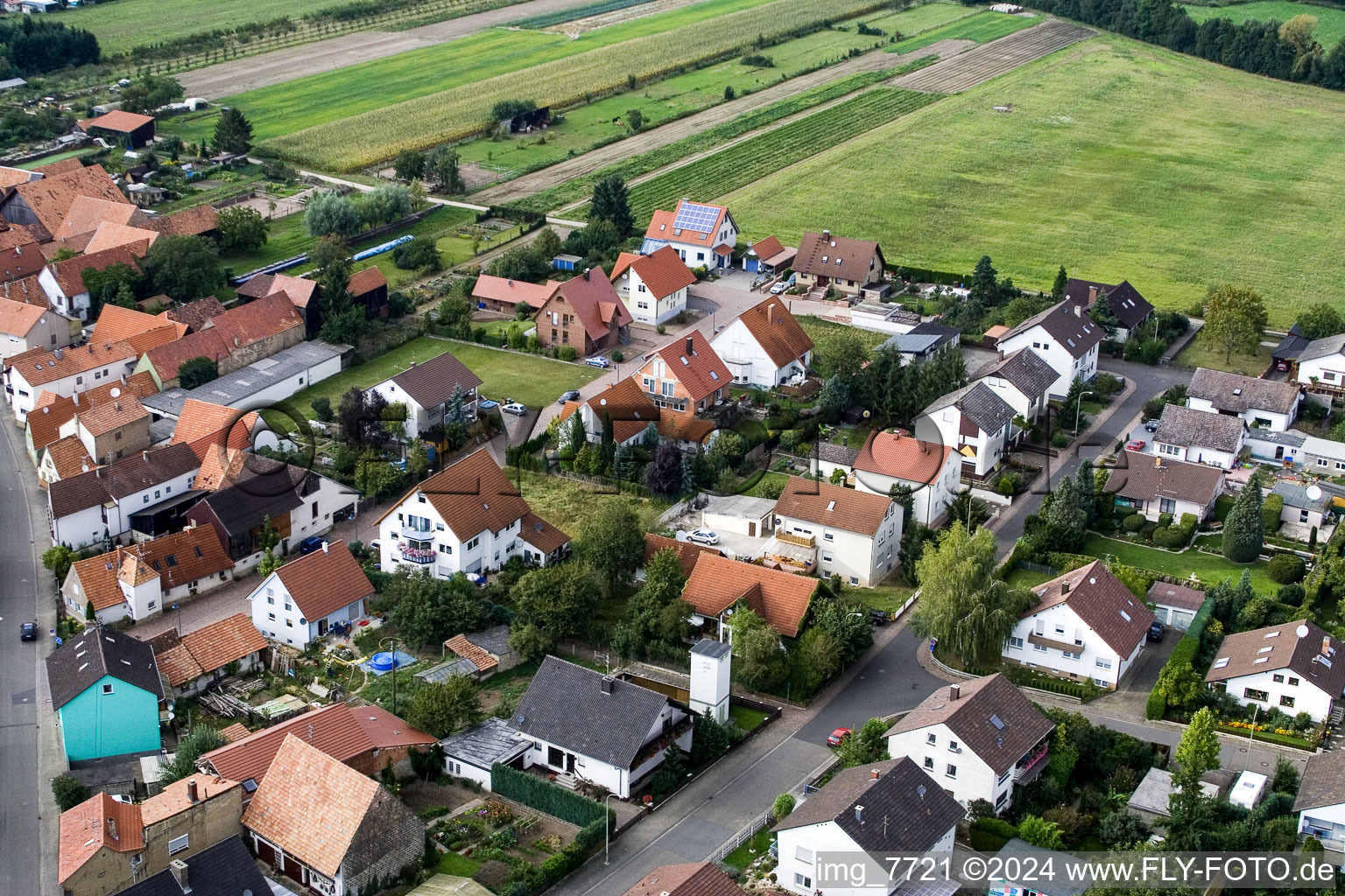 Erlenbach bei Kandel im Bundesland Rheinland-Pfalz, Deutschland von der Drohne aus gesehen