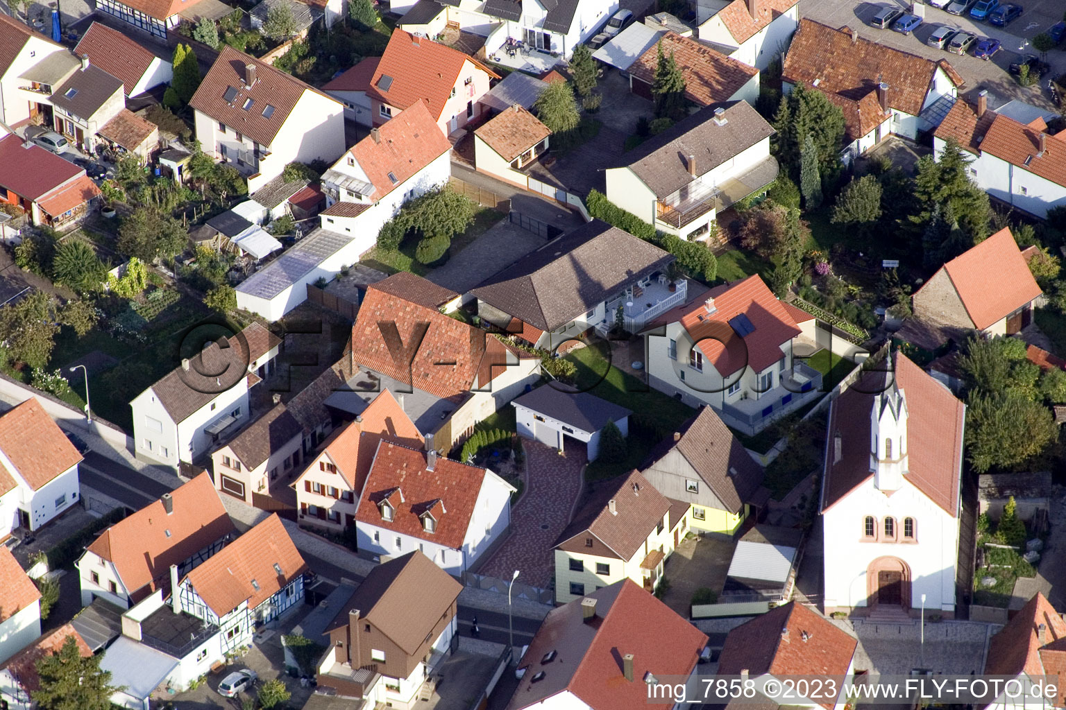 Ortsteil Maximiliansau in Wörth am Rhein im Bundesland Rheinland-Pfalz, Deutschland von der Drohne aus gesehen